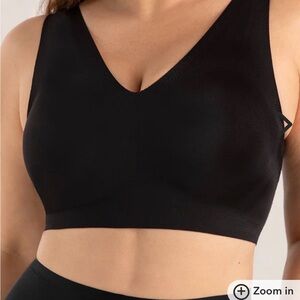 Truekind Everyday Comfort V-Neck Bralette Womens M Black Shapermint NWT